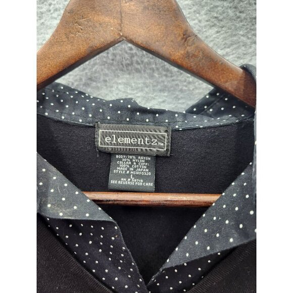 Elementz Black Long Sleeve Polka Dot Collar Top Womens L - Picture 2 of 3